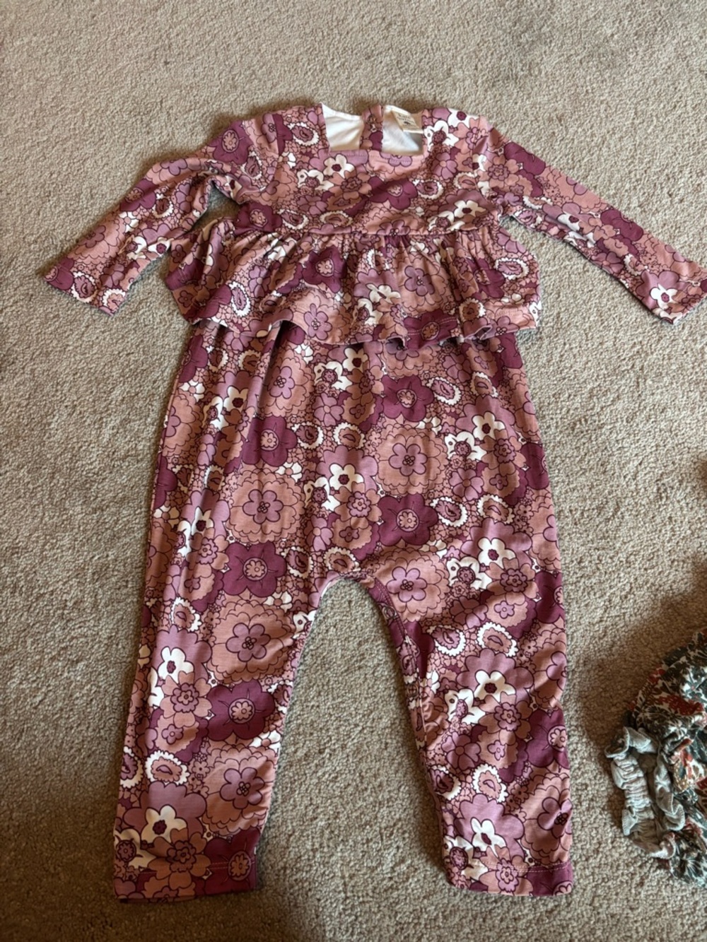 kate quinn Mauve Floral Ruffle Romper